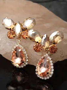 AVANT-GARDE PARIS Pink Teardrop Shaped Gold-Plated Stud Earrings