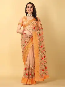 JSItaliya Floral Embellished Embroidered Net Saree