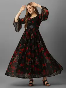 KALINI Floral Printed Bell Sleeves Maxi Dress