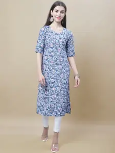 7Threads Floral Printed Crepe Kurta