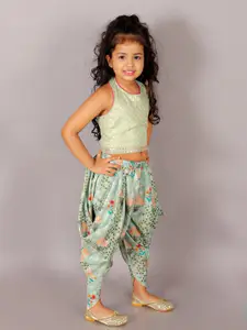 LIL DRAMA Floral Printed Top with Dhoti Pants