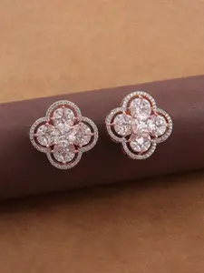 Mirana Rose Gold Plated American Diamond Studded Studs Earrings
