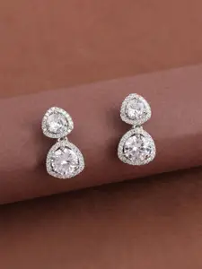 Mirana Rhodium-Plated American Diamond Studded Studs Earrings