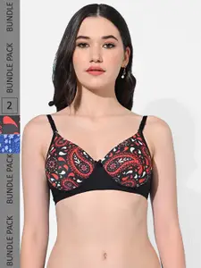 FIMS Pack Of 2 Printed Full Coverage Lightly Padded Everyday Bra All Day Comfort