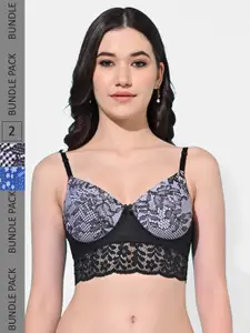 FIMS Pack Of 2 Floral Full Coverage Lightly Padded Bra With All Day Comfort