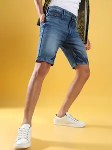Campus Sutra Men Washed Denim Shorts