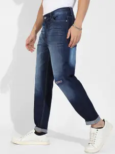 Campus Sutra Men Blue Smart Slim Fit Slash Knee Heavy Fade Jeans