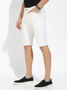 Campus Sutra Men White Denim Shorts