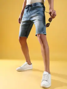 Campus Sutra Men Washed Denim Shorts