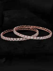 Mirana Set Of 2 Rose Gold-Plated AD-Studded Bangles