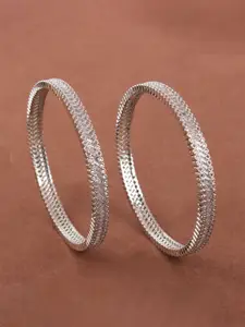 Mirana Set Of 2 Silver-Plated CZ-Studded Bangles
