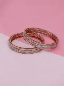 Mirana Set Of 2 Rose Gold-Plated AD-Studded Bangles