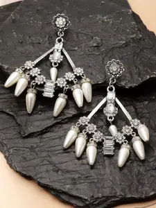 AVANT-GARDE PARIS Silver-Plated Contemporary Drop Earrings