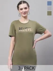 MACK JONNEY Pack Of 3 Printed Round Neck Cotton T-shirt