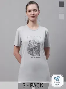 MACK JONNEY Pack Of 3 Printed Round Neck Cotton T-shirt