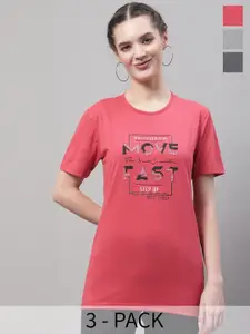 MACK JONNEY Pack Of 3 Printed Round Neck Cotton T-shirt