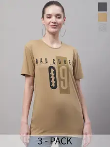 MACK JONNEY Pack Of 3 Printed Round Neck Cotton T-shirt