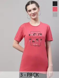 MACK JONNEY Pack Of 3 Printed Round Neck Cotton T-shirt