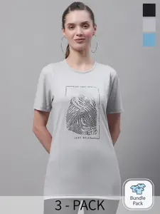 VIMAL JONNEY Pack Of 3 Printed Round Neck Cotton T-shirt