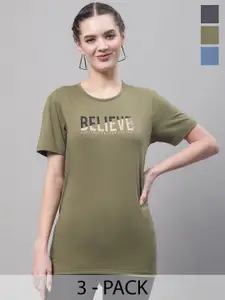 MACK JONNEY Pack Of 3 Printed Round Neck Cotton T-shirt