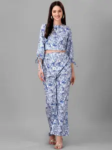 Masakali.Co Floral Printed  Top With Trousers Co-Ords