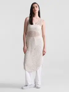 ONLY Crochet Pure Cotton Bodycon Midi Dress