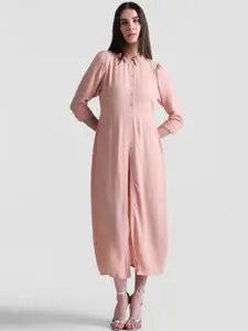 ONLY Self Design Puff Sleeve Fit & Flare Midi Dress