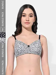 FIMS Pack of 2 Printed Full Coverage Lightly Padded Everyday Bra-All Day Comfort
