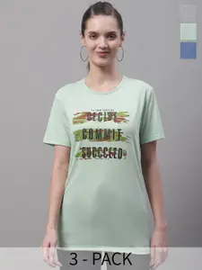 MACK JONNEY Pack Of 3 Typography Printed Cotton T-shirt