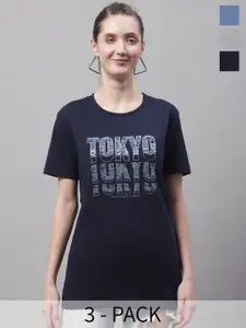 MACK JONNEY Pack Of 3 Typography Printed Cotton T-shirt