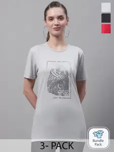 MACK JONNEY Pack Of 3 Printed Regular Fit Cotton Casual T-Shirt