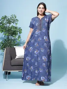 9shines Label Floral Printed V-Neck Maxi Nightdress