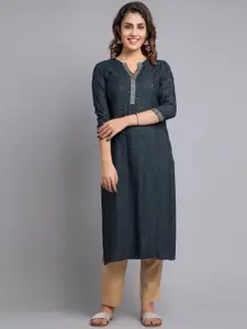 SUTI Woven Design Sequinned Regular Black Kurta