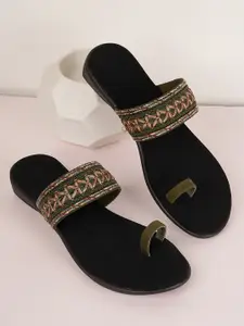 Style Shoes Embroidered One Toe Flats