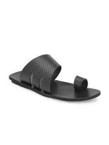 Azzaro Black Men Textured Comfort Sandals