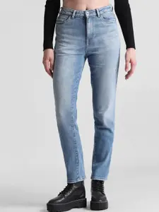 ONLY Women Clean Look Slim Fit High-Rise Light Fade Stretchable Jeans