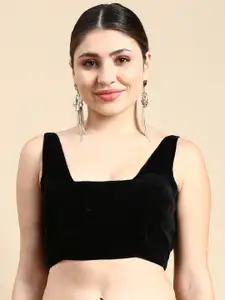 flaher Solid Velvet Readymade Padded Saree Blouse