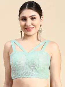 flaher Embroidered Sequinned Padded Net Readymade Blouse