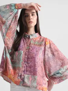 ONLY Onlmilli L/S AOP Semi Sheer Ethnic Motifs Printed Casual Shirt
