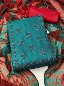 APNISHA Floral Embroidered & Sequined Pure Silk Unstitched Dress Material