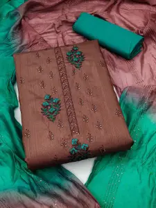 APNISHA Floral Embroidered Pure Silk Unstitched Dress Material