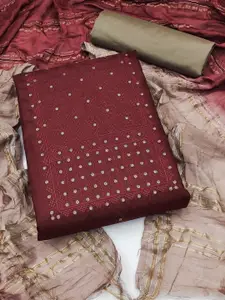 APNISHA Ethnic Motifs Embroidered & Sequined Pure Silk Unstitched Dress Material