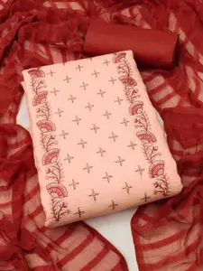 APNISHA Floral Embroidered Art Silk Unstitched Dress Material