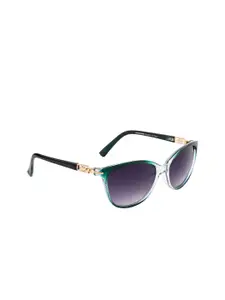 DressBerry Women Blue Lens & Green Oval Sunglasses with UV Protected Lens DB-P8561-C5