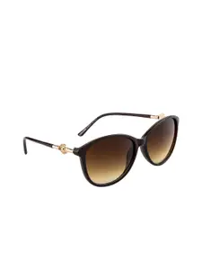 DressBerry Women Brown Lens & Brown Oval Sunglasses with UV Protected Lens DB-P8558-C2