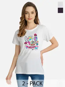 CHOZI Pack Of 2 Printed Cotton T-shirt
