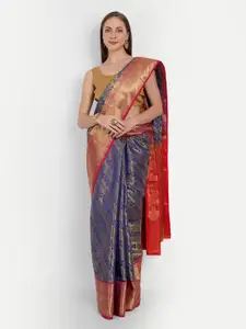 SGF11 Ethnic Motif Woven Design Zari Pure Silk Kanjeevaram Saree