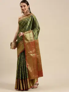 SGF11 Ethnic Motif Woven Design Zari Pure Silk Kanjeevaram Saree