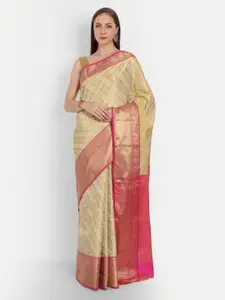 SGF11 Floral Woven Design Zari Pure Silk Kanjeevaram Saree