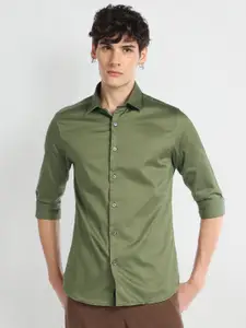 Flying Machine Spread Collar Pure Cotton Slim Fit Casual Shirt